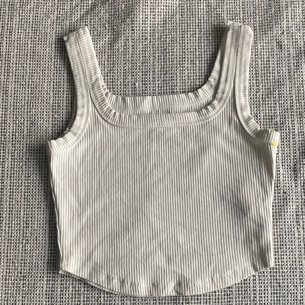 Madewell Ribbed Tank Top - Cream cropped fit